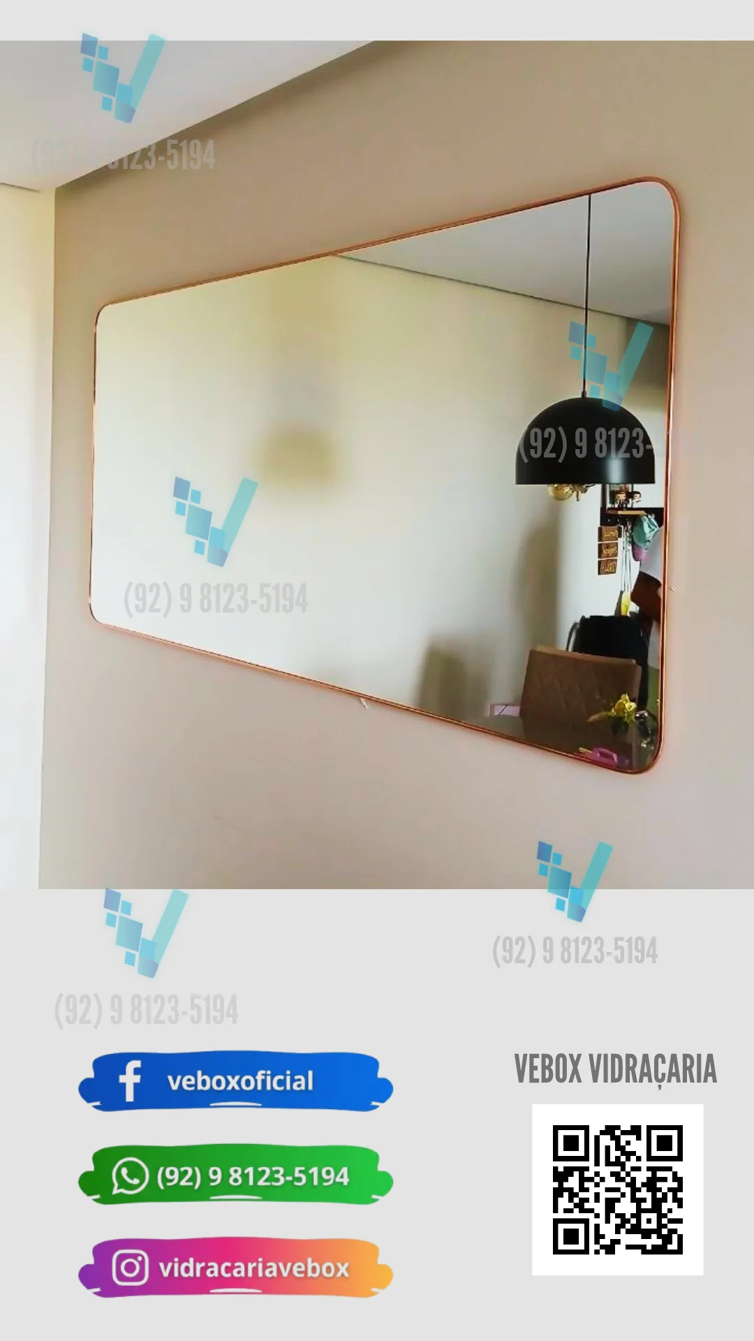 Espelho com Moldura Flexível Rosé