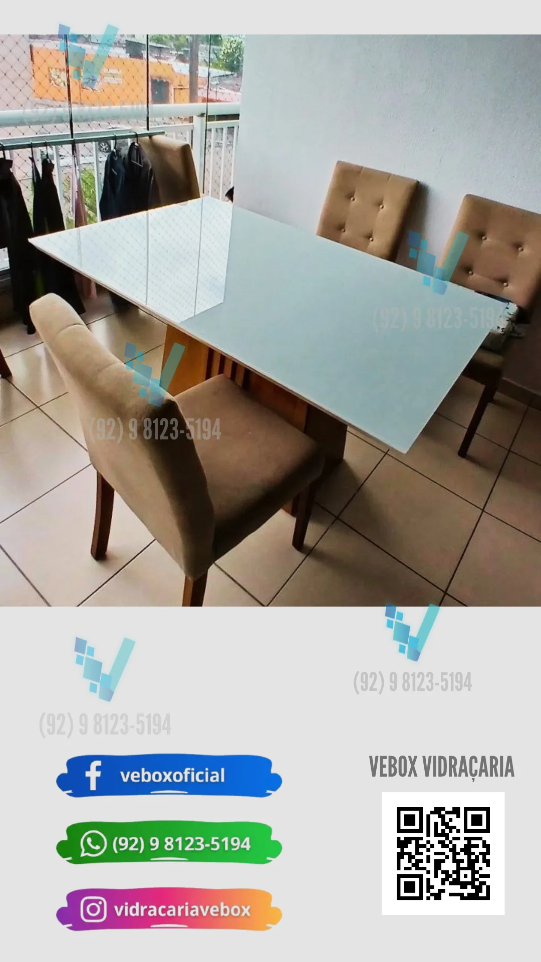 Tampo de Mesa em Vidro Comum
