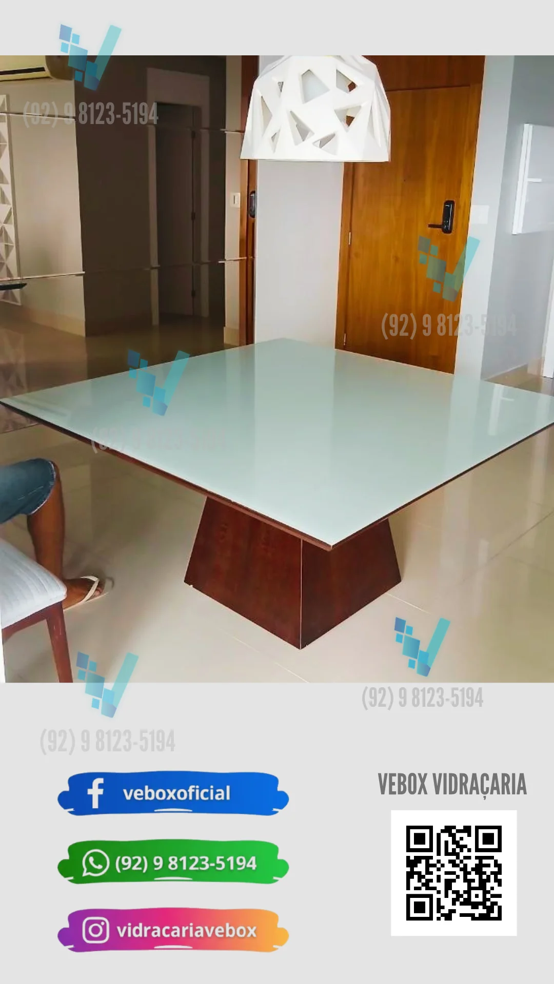Tampo de Mesa em Vidro Temperado